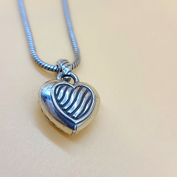 Brighton "SACRED HEART" Reversible Swarovski Crystal & Line Etch Detail Pendant! - Picture 6 of 14